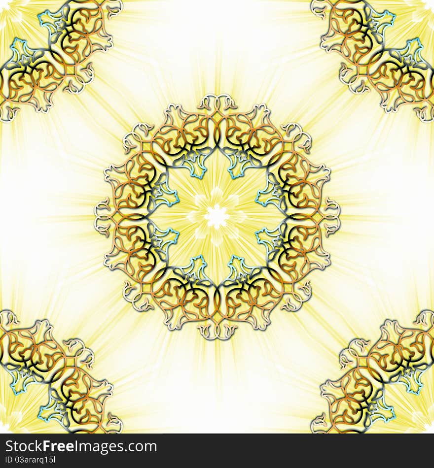 Yellow brown stars ornamental tile illustration. Yellow brown stars ornamental tile illustration