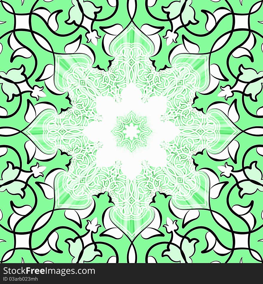 Baby green ornamental tile illustration