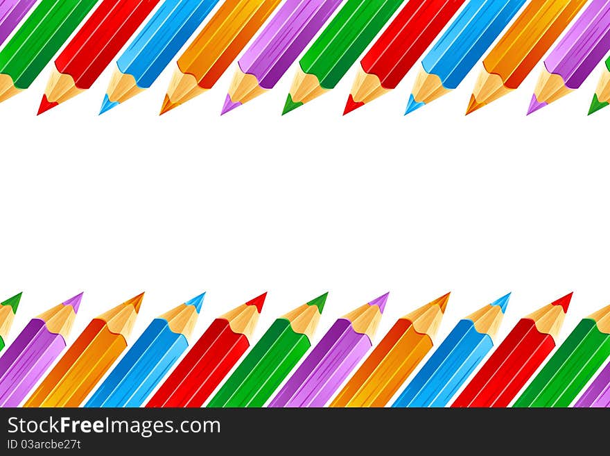 Illustration of row of colorful pencil on white isolated background. Illustration of row of colorful pencil on white isolated background