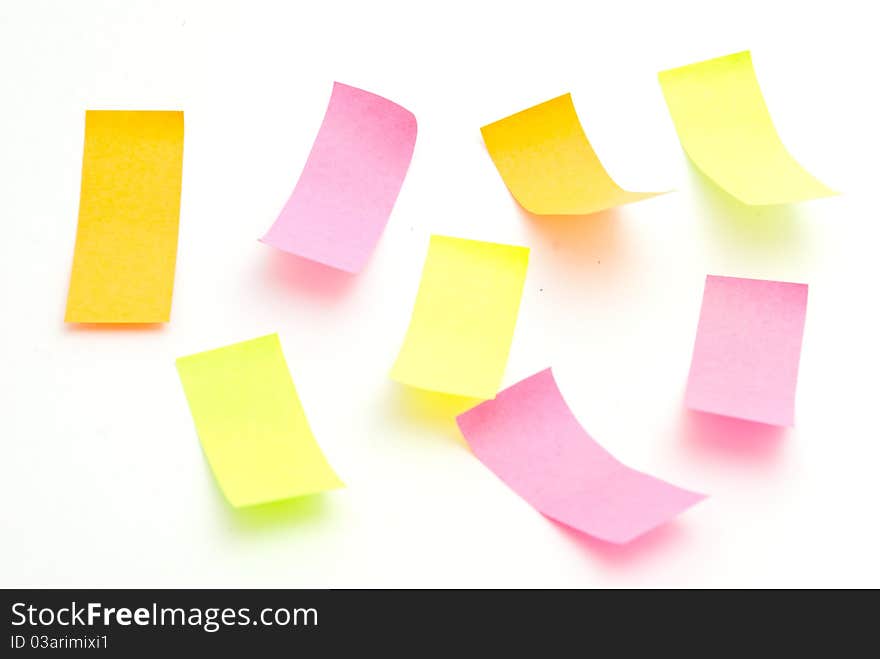 Multicolored stickers on white background