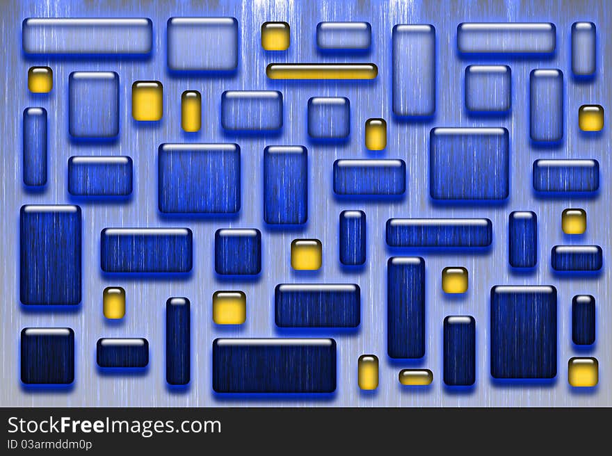 Blue and yellow glassy tiles