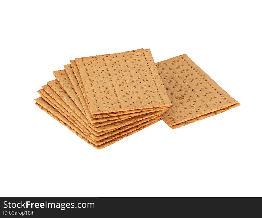 Crackers (crispbread) on the white isolate background