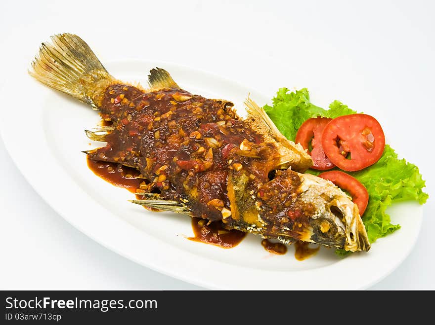 Fried snapper with chili sauce