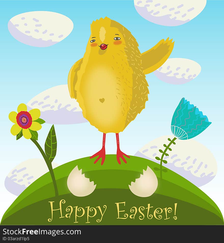 Happy easter background with chicken