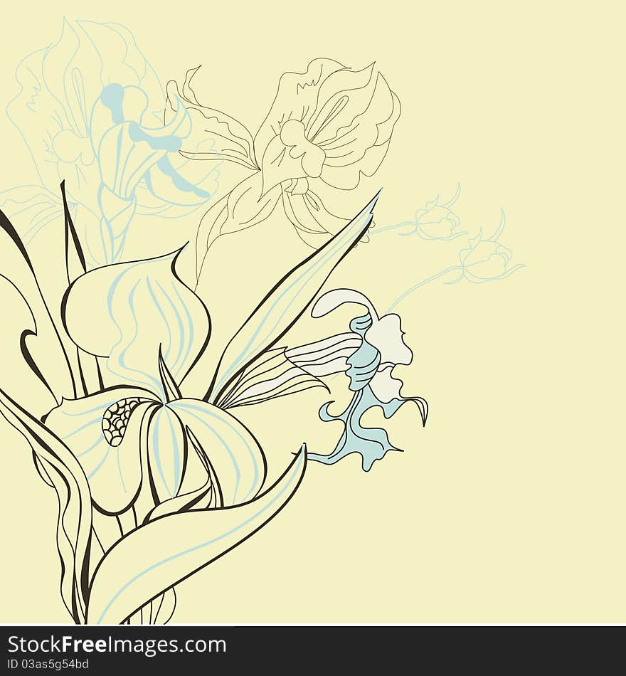 Floral background with iris flowers