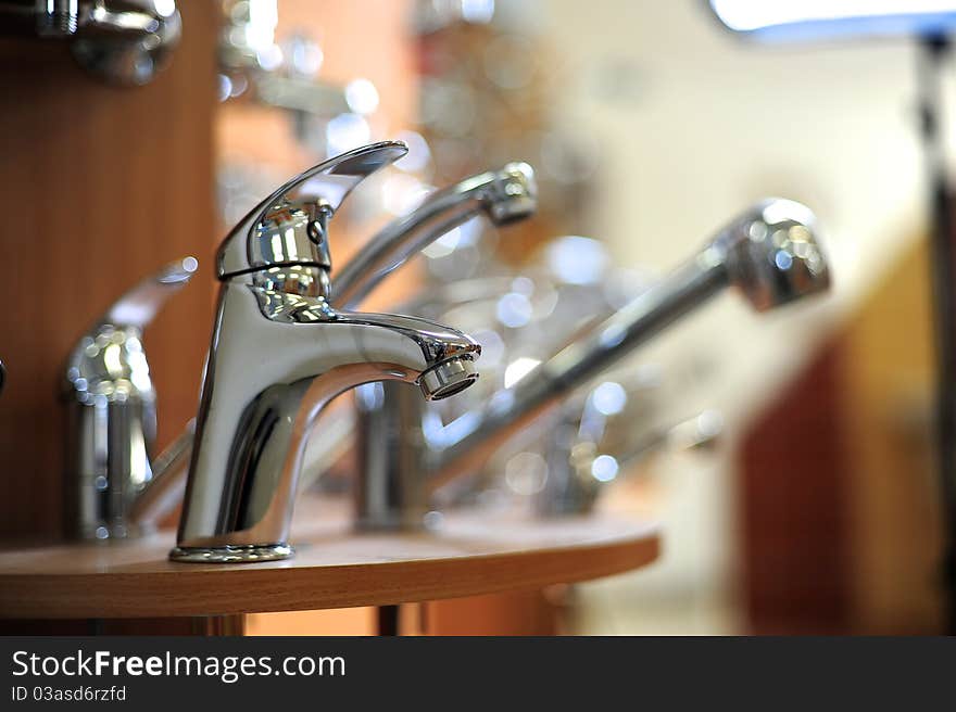 Silver metallic water tap