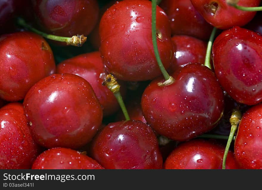 A lot of cherries in bulk