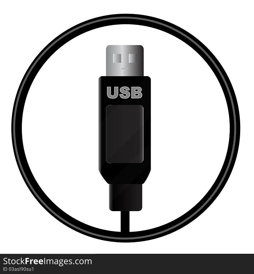 An illustration of a usb connection icon.
