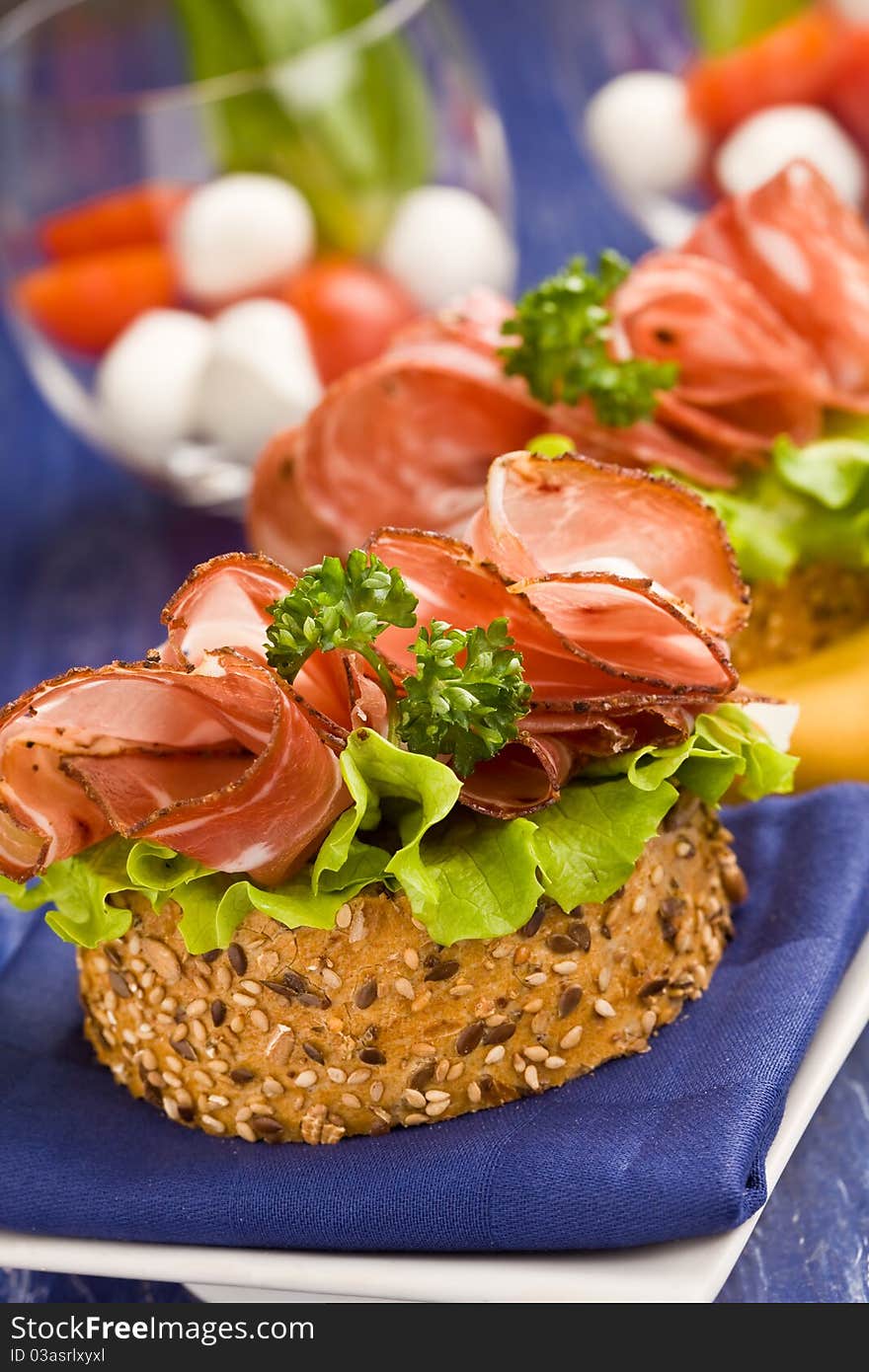 Sandwich with Salami and Salad