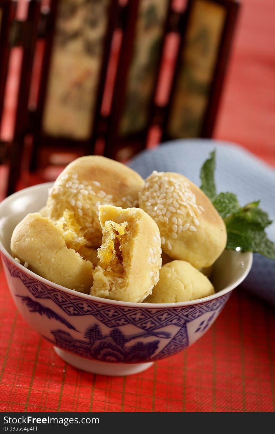 Traditional chinesse food with oriental set of background