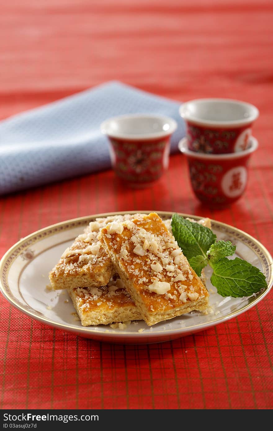 Traditional cookies in the oriental setting table