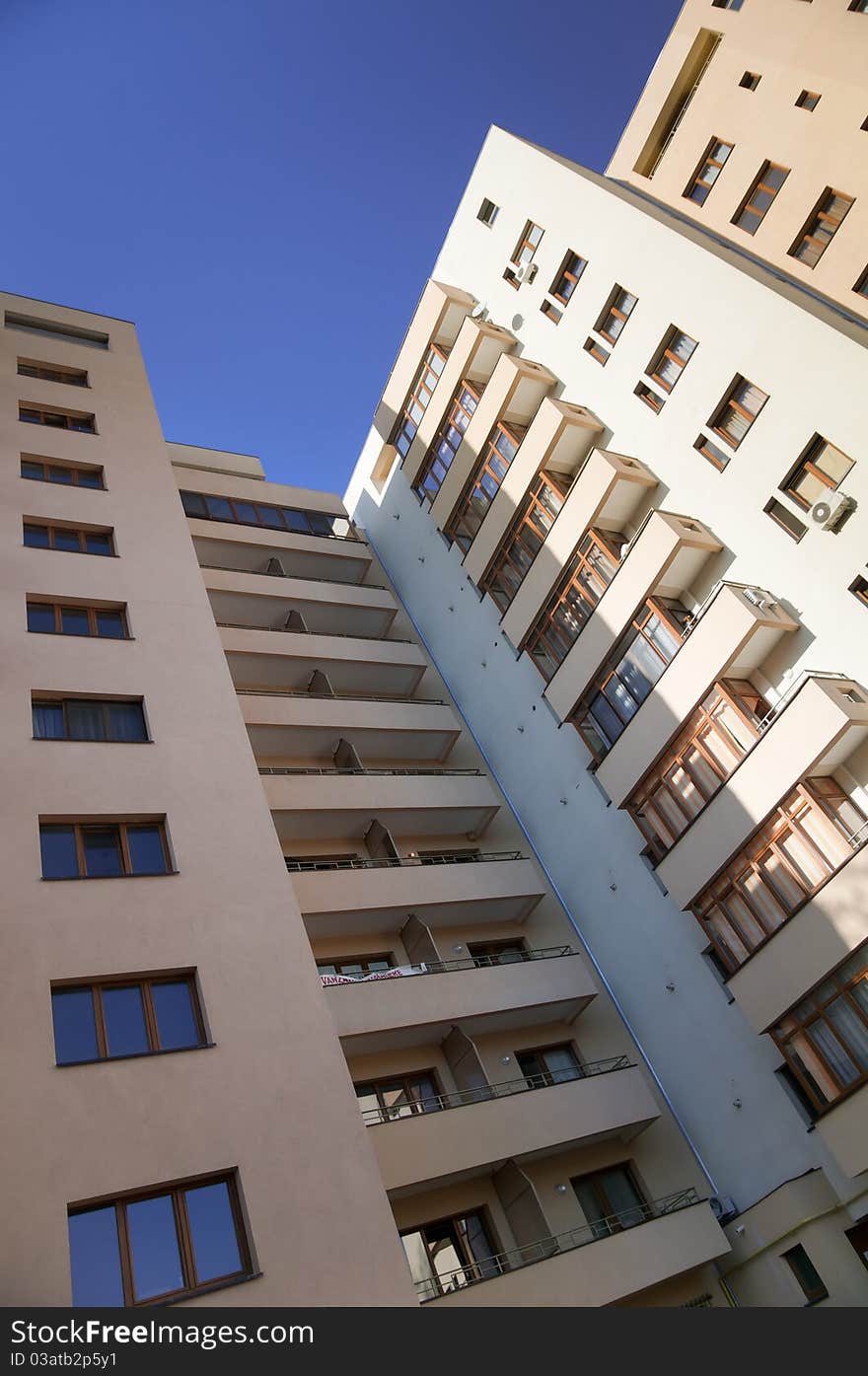 Modern apartment building in Bucharest, Romania.