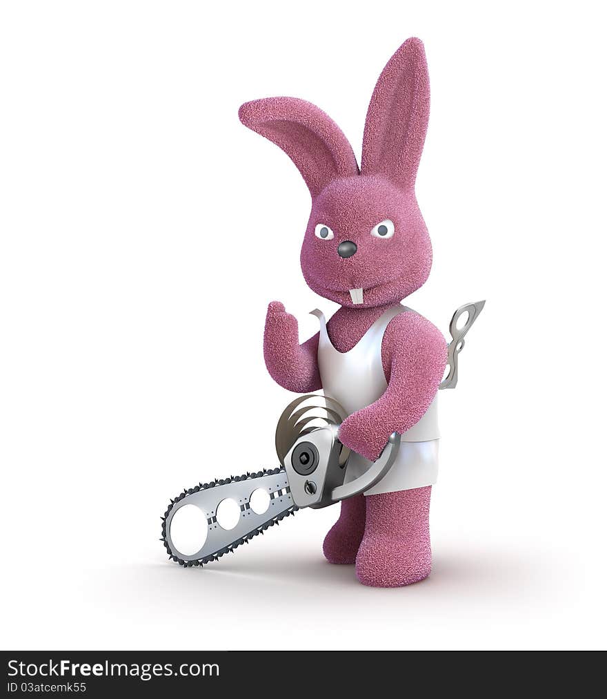 Chainsaw rabbit - funny and pink