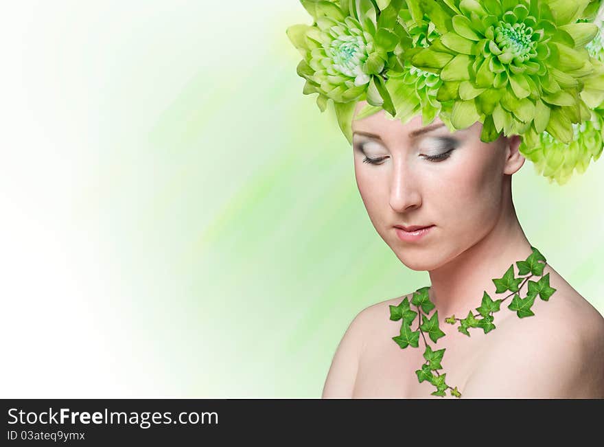 Young woman with flower. Spring