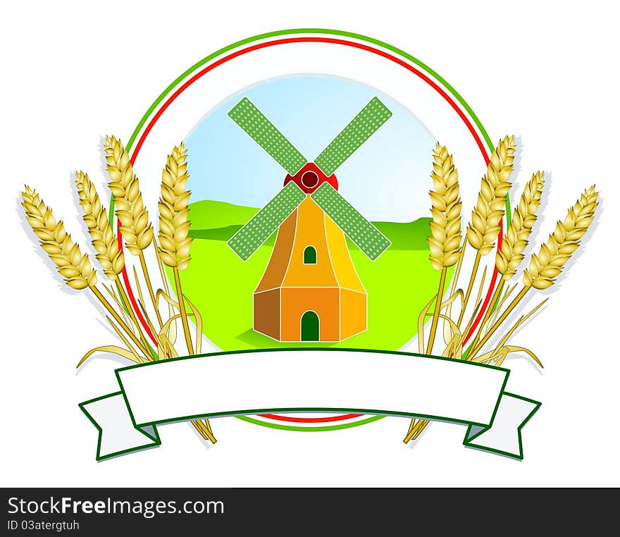 Label for flour production, grain and mill. Label for flour production, grain and mill