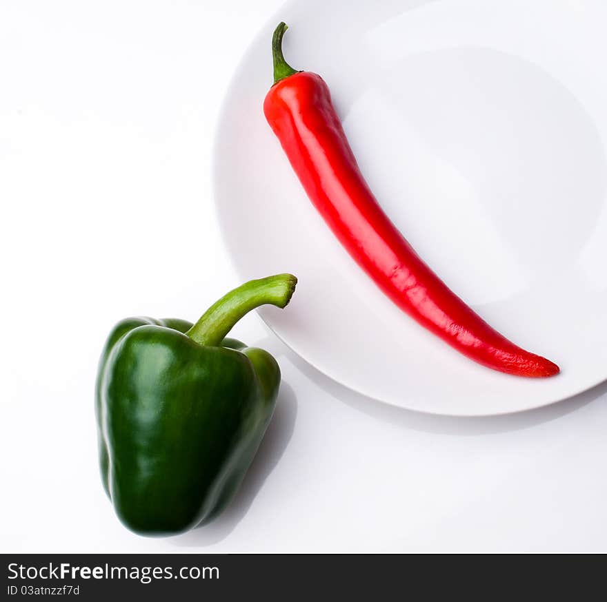 Red and green  peppers