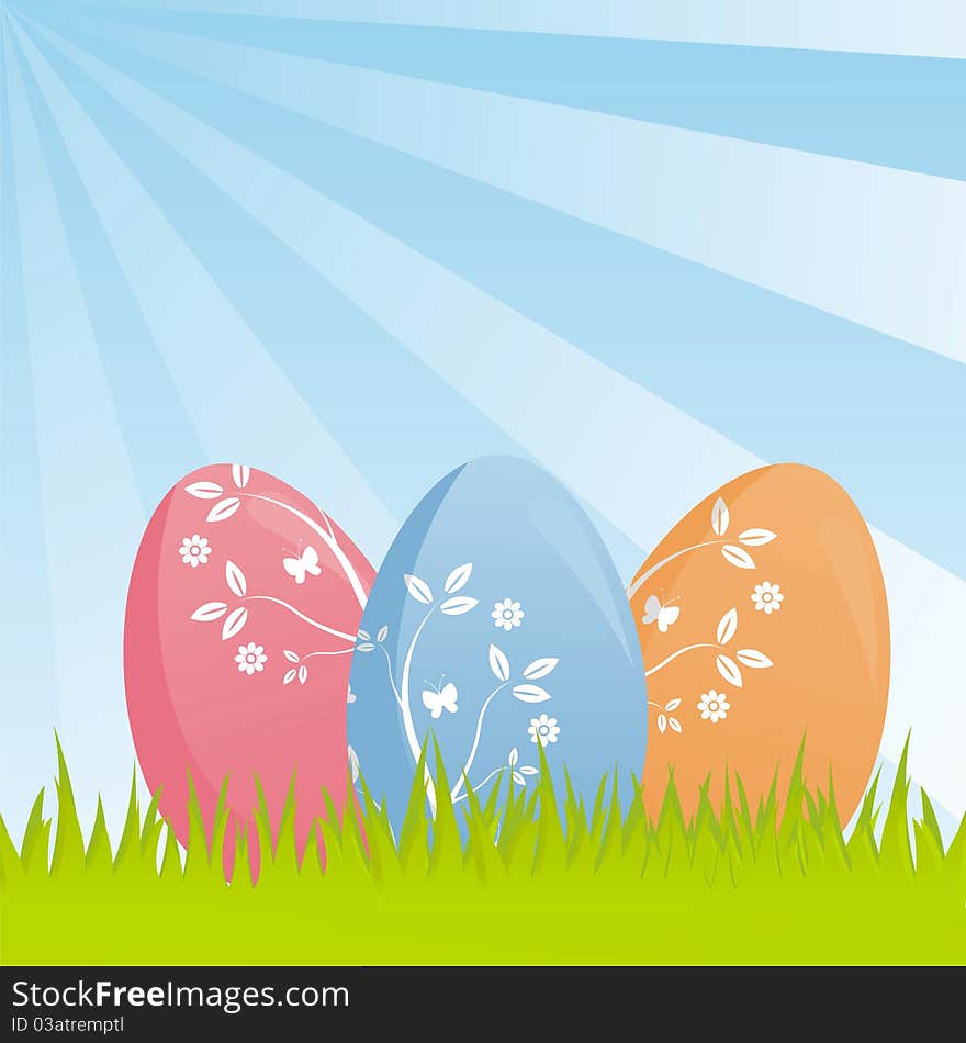 Colorful easter background with decorated eggs