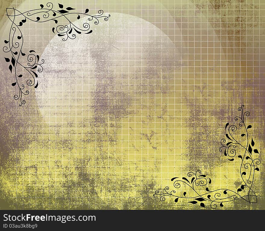 Textural retro background With drawing elements