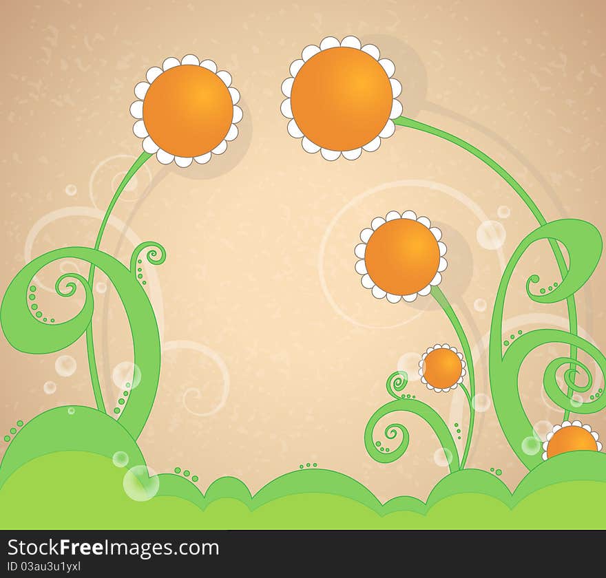 Floral background with daisies cartoon. Floral background with daisies cartoon