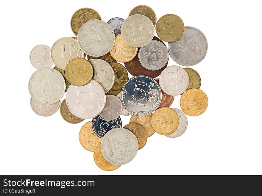 Minor coins isolated on white background