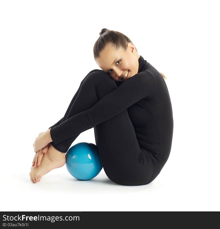 Gymnastic posing on white