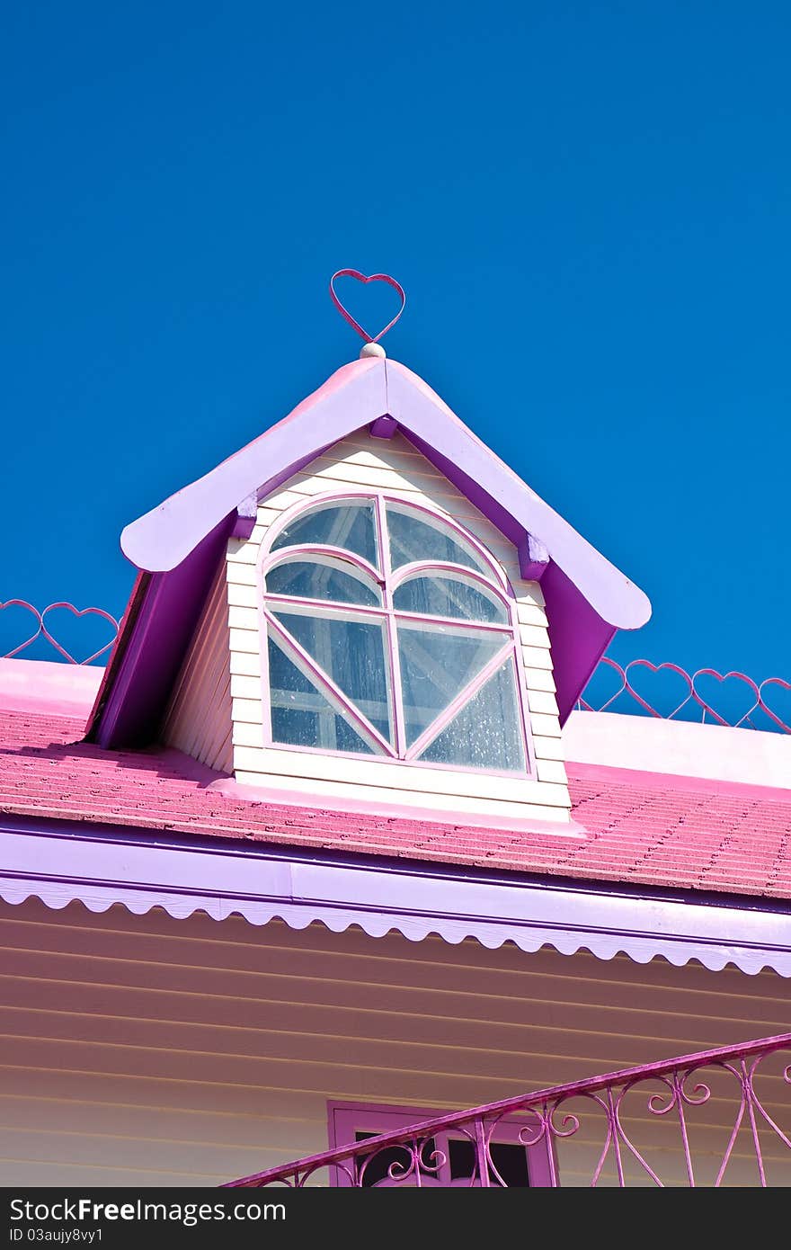 The loft in the colorful house