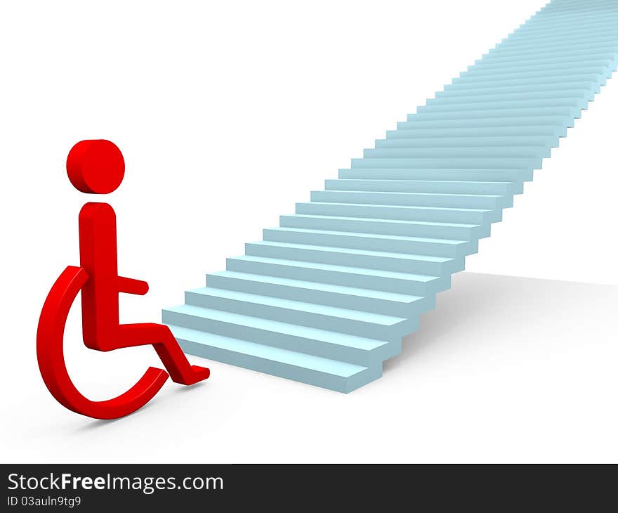 Handicapped people confronted with an obstacle. Handicapped people confronted with an obstacle