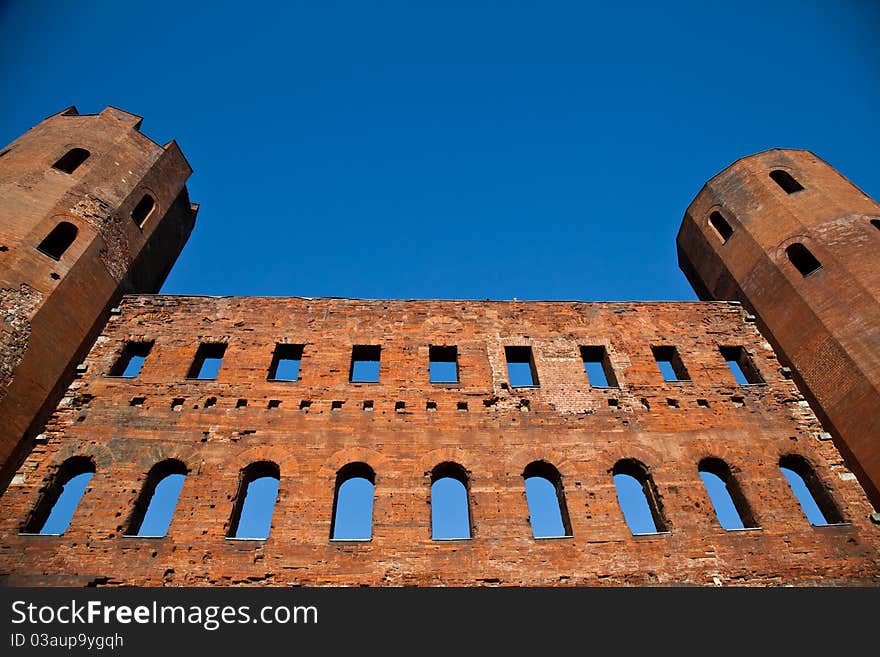 Detail of Porte Palatine, landmark in Torino (Turin) - Italy. Detail of Porte Palatine, landmark in Torino (Turin) - Italy