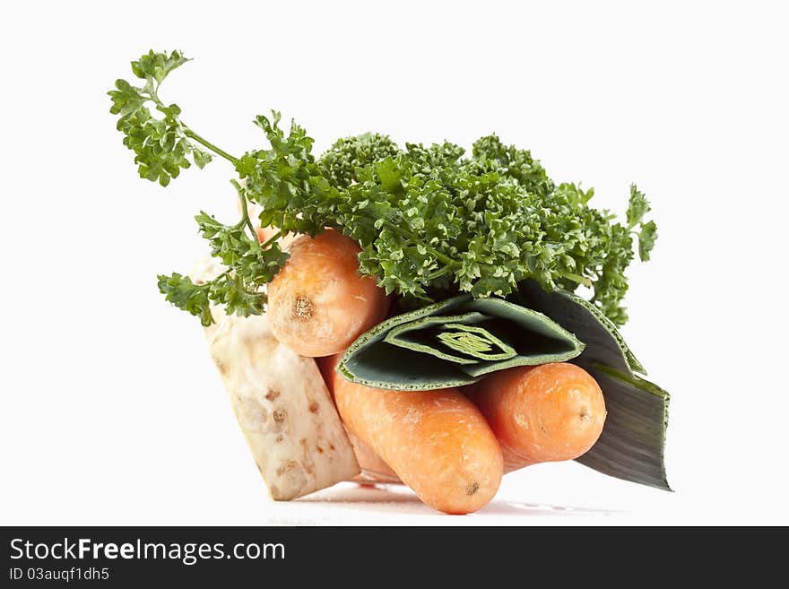 Soup greens on a white background