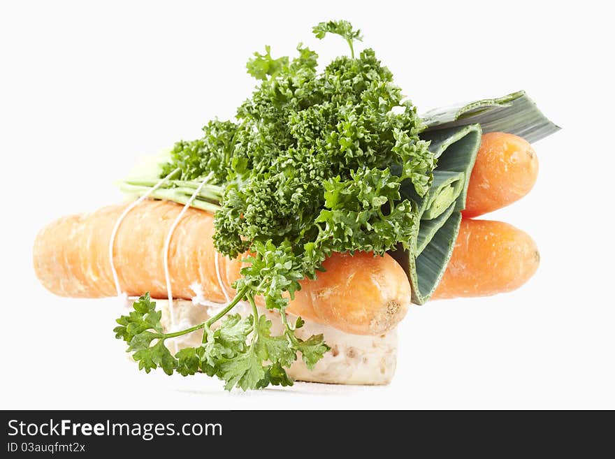 Soup greens on a white background