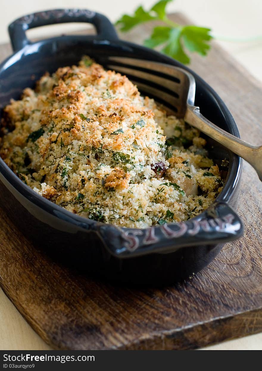 Baked fish with spiced crust