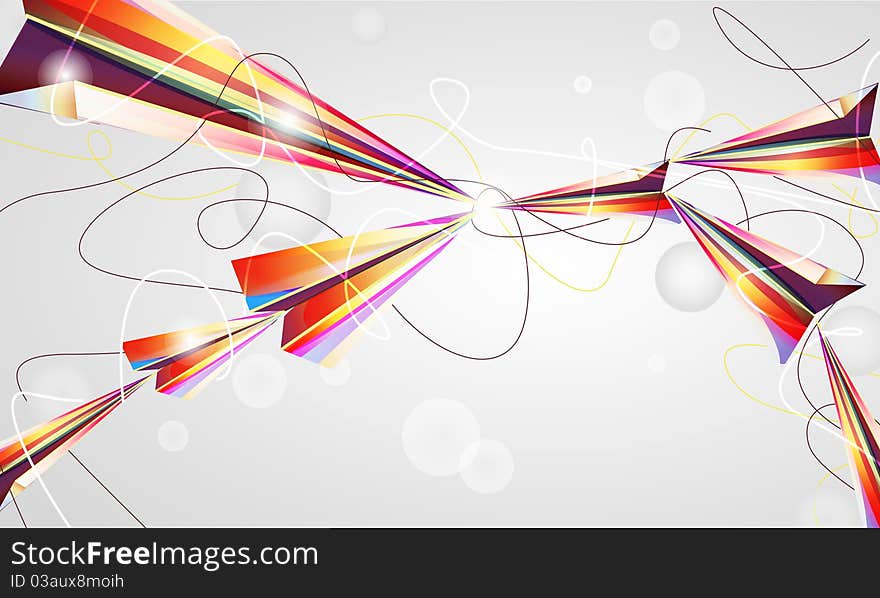 Abstract background with bright airplanes