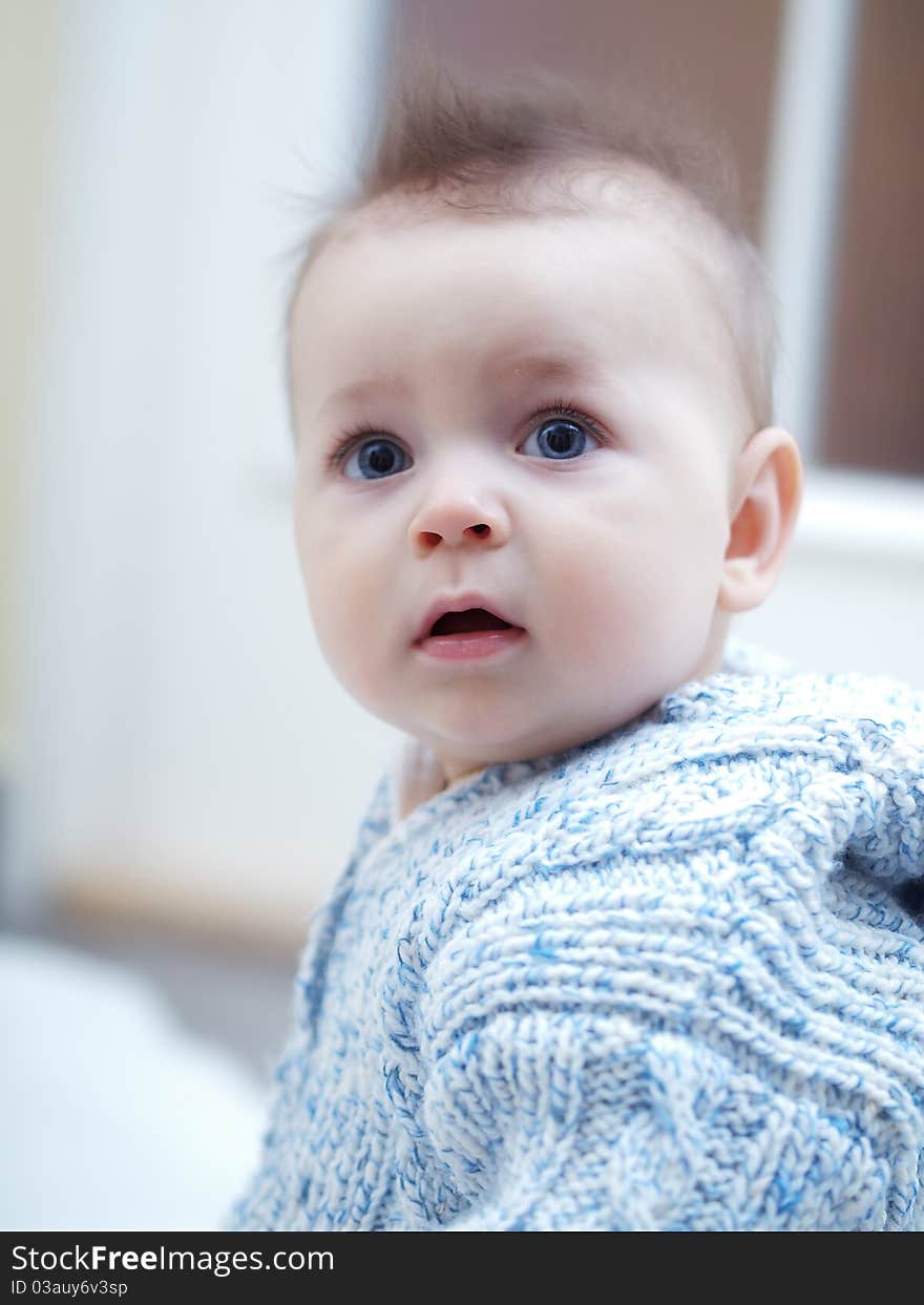 Portrait nice little boy at home. Portrait nice little boy at home