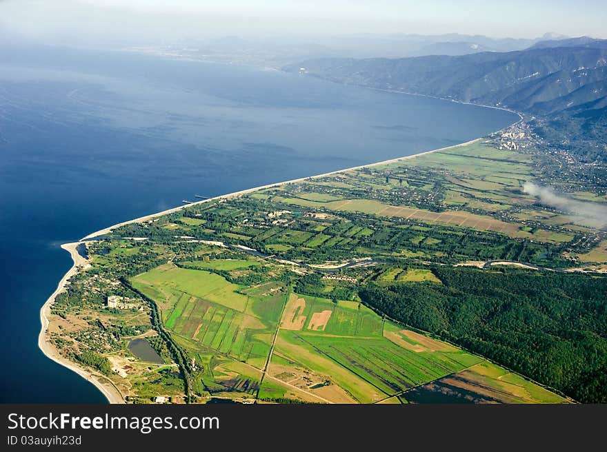 The top view on coast and mountains of Abkhazia