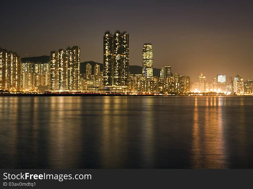 View of Hong Kong night. View of Hong Kong night.