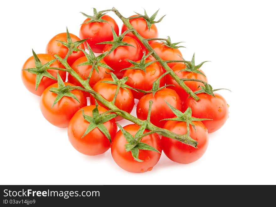 Cherry tomatoes on a white background