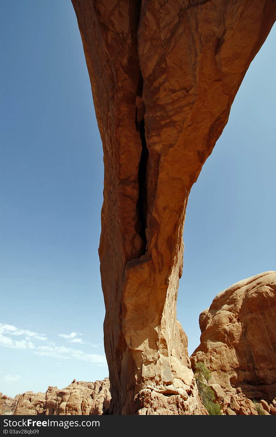 Arches National Park, Shot from below. Arches National Park, Shot from below