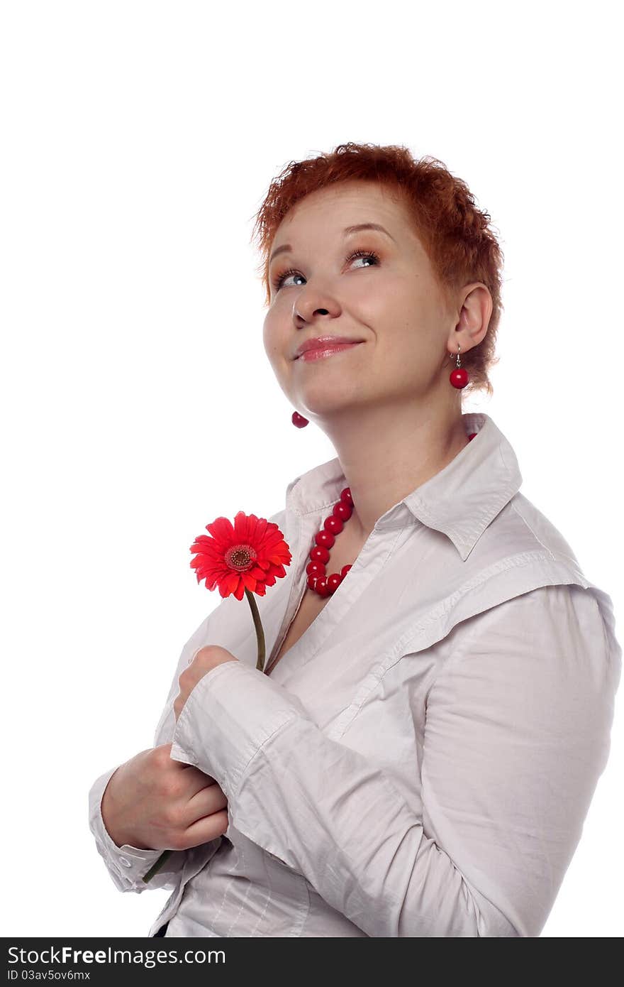 Woman with red flower