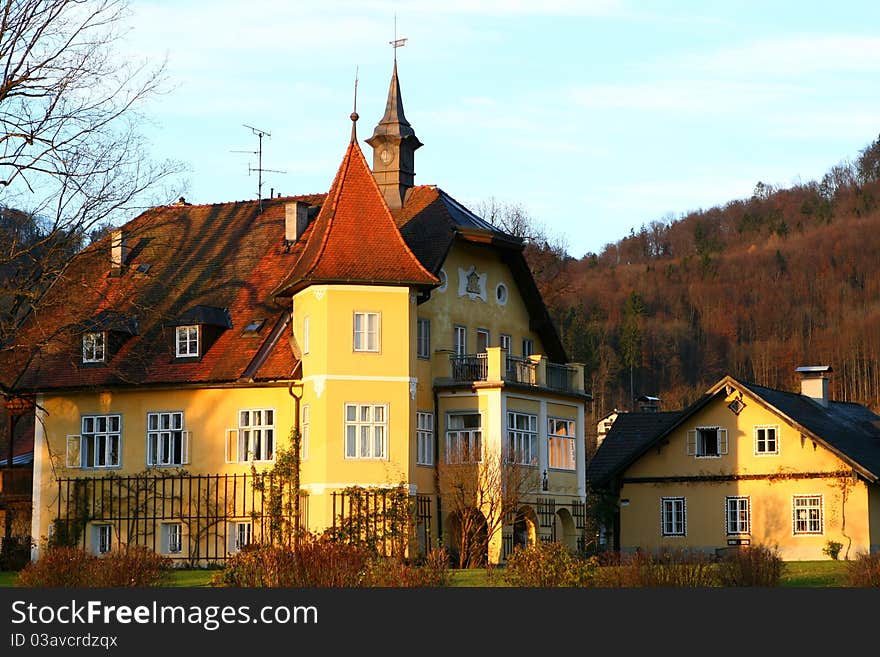 A Yellow Castle in Salzburg, south Austria. A Yellow Castle in Salzburg, south Austria