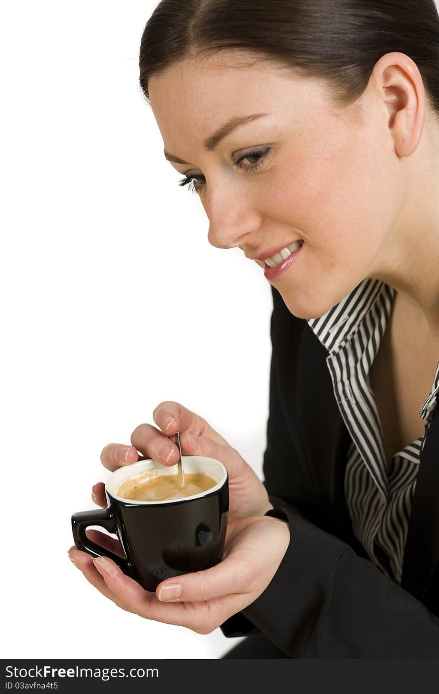 Beautiful woman enjoying coffee