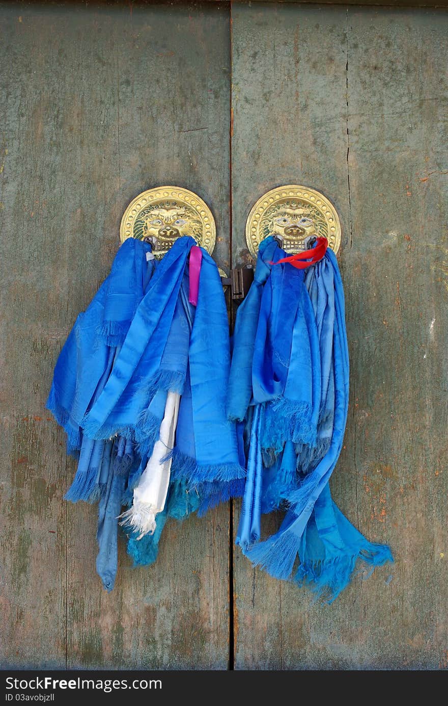 Door handles in the monastery of Erdene Zuu in Mongolia. Door handles in the monastery of Erdene Zuu in Mongolia