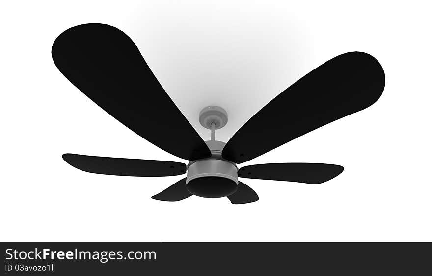 Big 3d black fan over white background. Big 3d black fan over white background