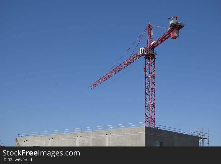 Red construction crane