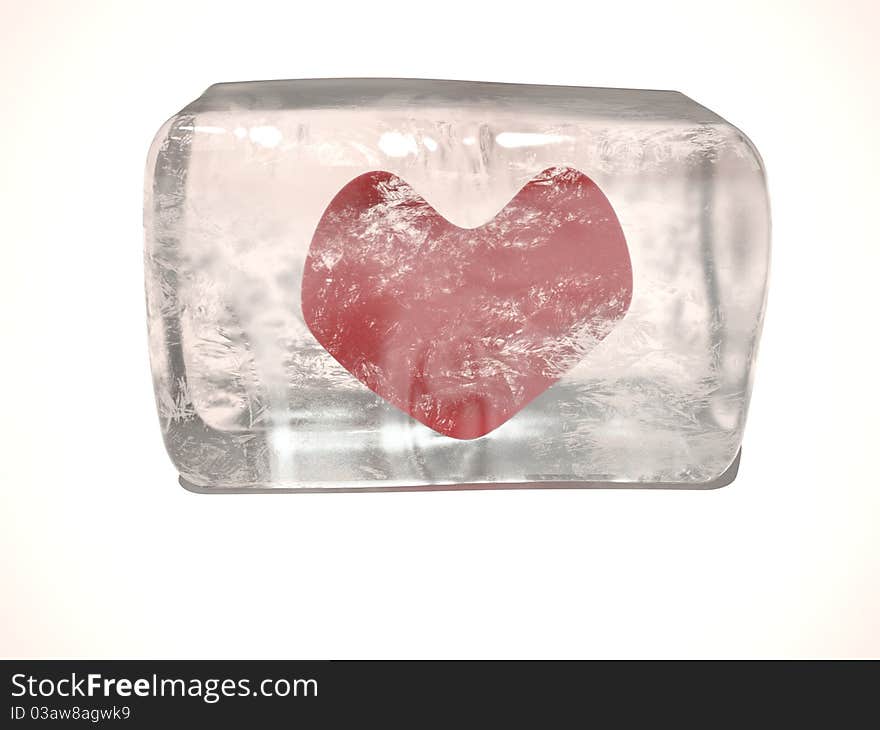 Heart has frozen in an ice piece