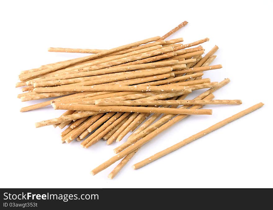 Salted sticks isolated on a white background