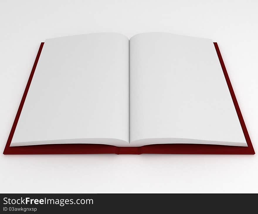 3d render of book with empty pages on white background