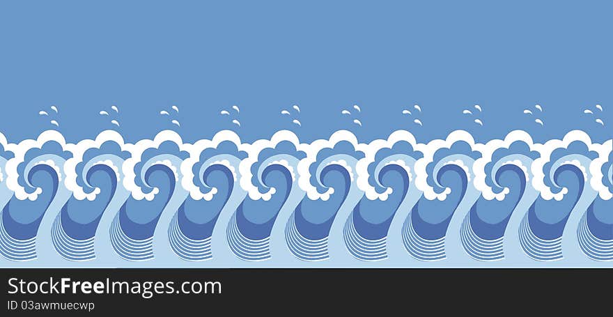 Waves decoration.Vector blue stylized design