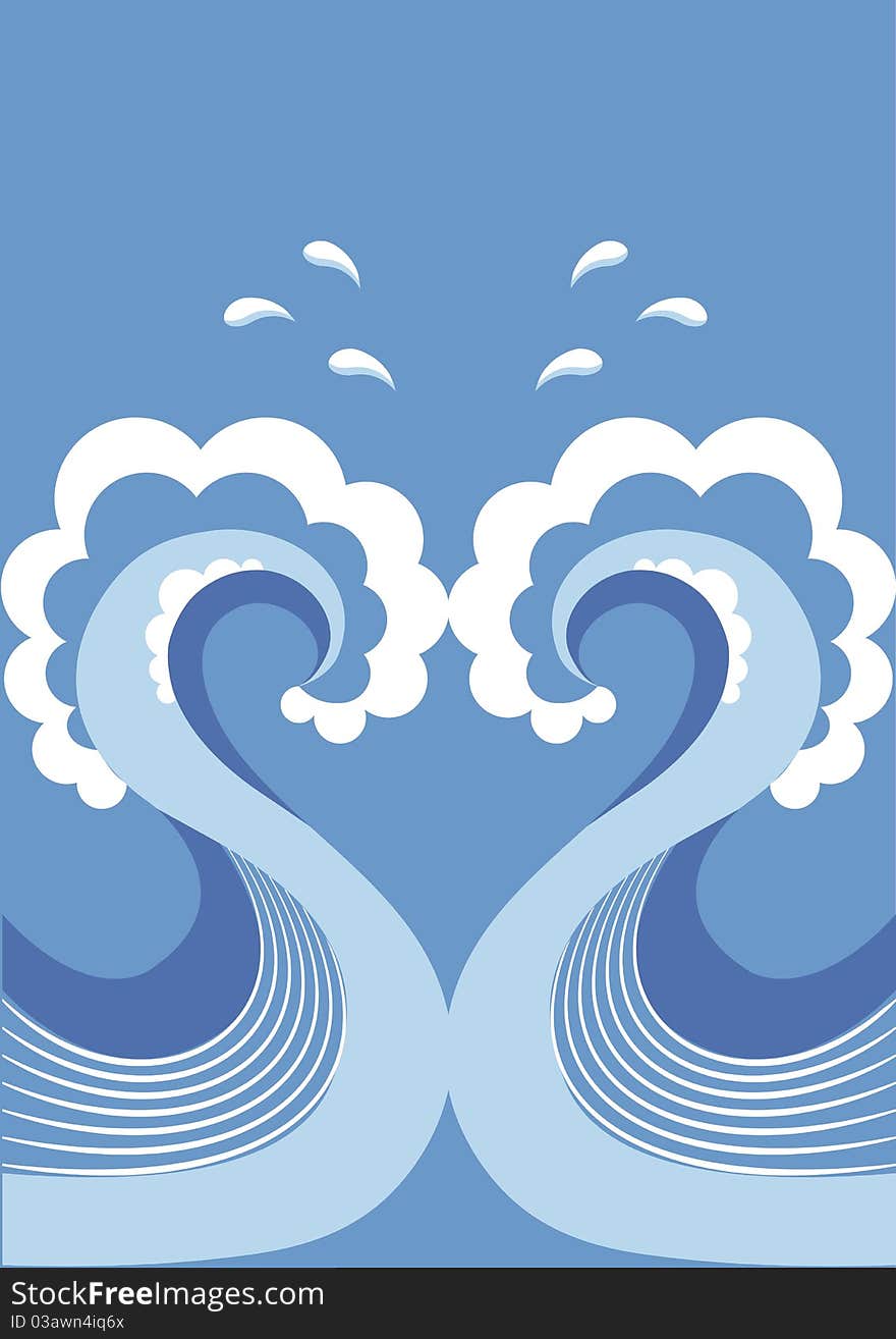 Waves decoration on blue