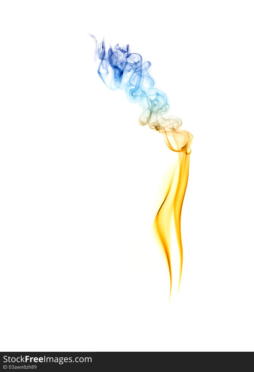 Abstract colored smoke isolated on white background