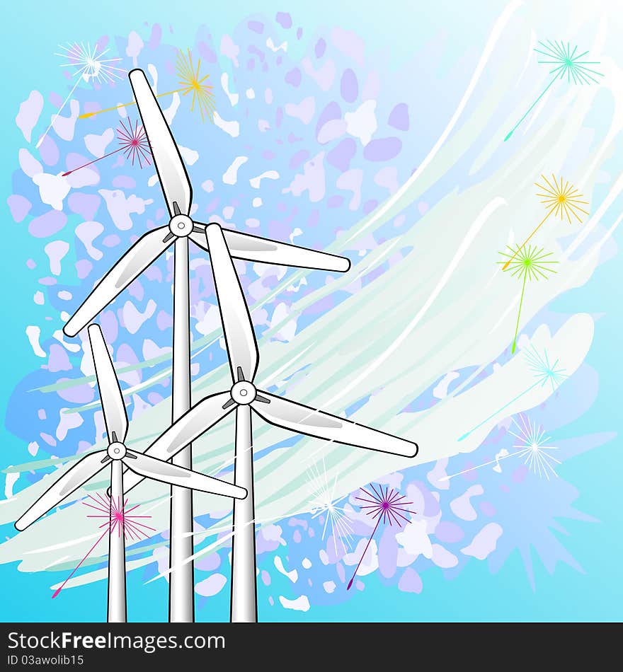 Background with wind turbines